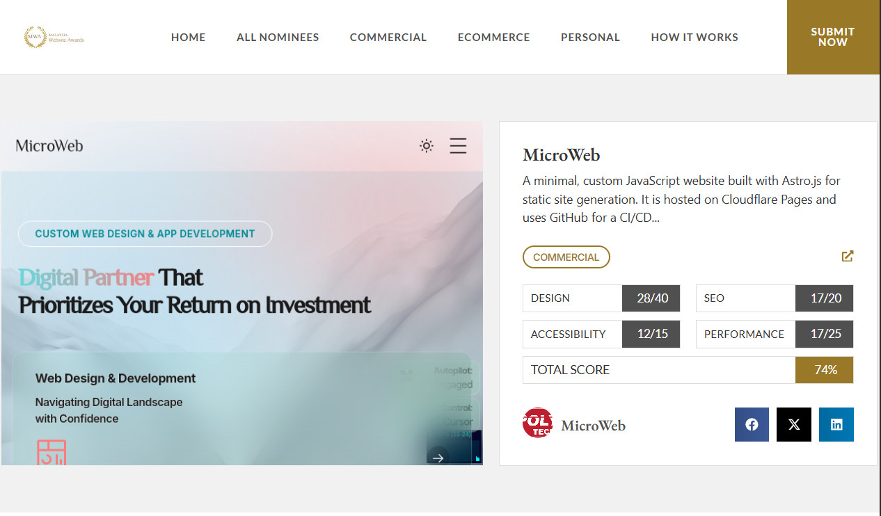 Velocity Over Elegance: MicroWeb Nominated at the Malaysia Website Awards (MWA) 2025